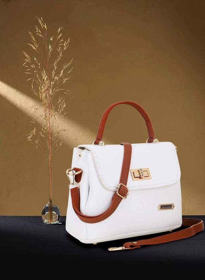 كليمنتين حقيبة يد كليمنتين كلاسيك ميني بمقبض علوي للنساء، جلد صناعي أبيض، إكسسوارات ذهبية اللون، حزام كتف قابل للتعديل - Image 2